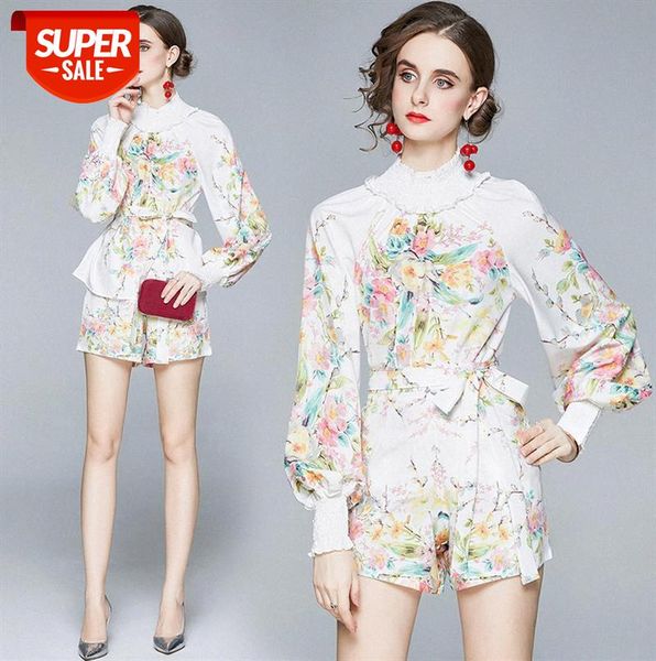 

ladies xiaoxiangfeng printed puff sleeve bowknot wide leg shorts fashion set #hn9h, Black