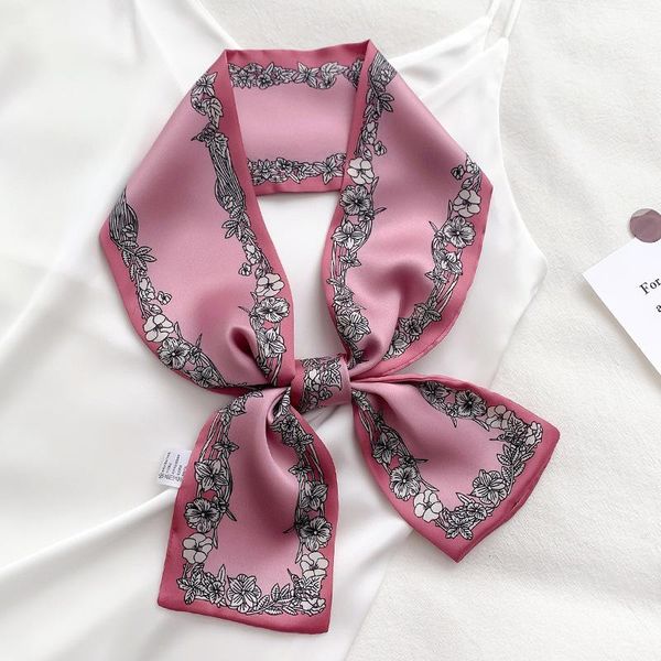 

silk scarf fashion print neck women headscarf kerchief female bandana shawl scarves office hijab bag dress foulard, Blue;gray