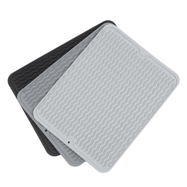 

mats & pads 1pc anti slip soft rubber dishes sink drying table drain heat insulation pad foldable dish holder home kitchen decoration