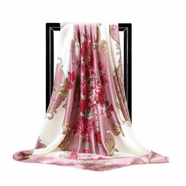 

square women joker plaid printed silk scarf fashion abstract big foulard hijab purple cat wholesale 90*90 df016 scarves, Blue;gray