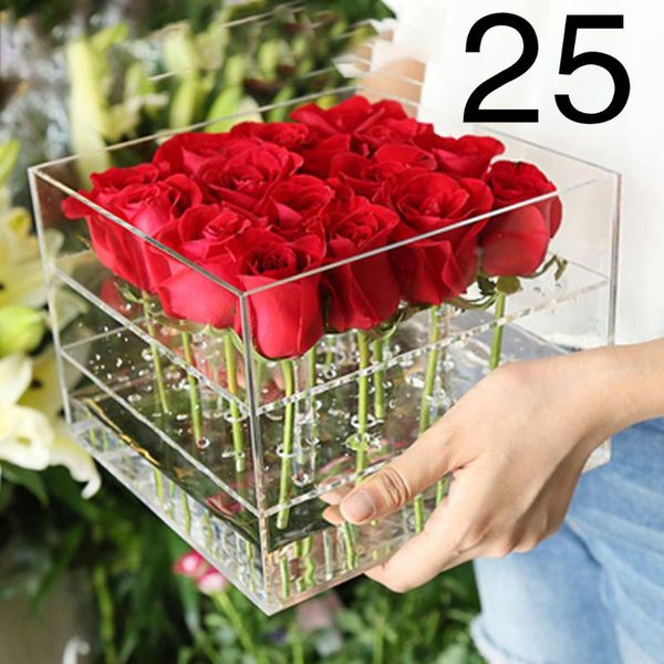 

gift wrap acrylic transparent multi function organizer rose flower storage box with lid valentines day florist packaging boxes