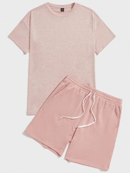 

men solid & drawstring waist shorts u6z4#, Gray