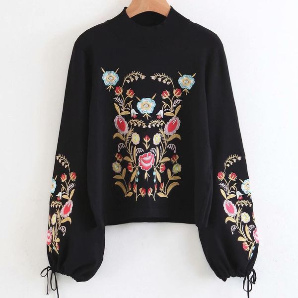 

vintage woman national style embroidery sweater fashion ladies autumn long sleeve knitwear female casual knitted 210515, White;black
