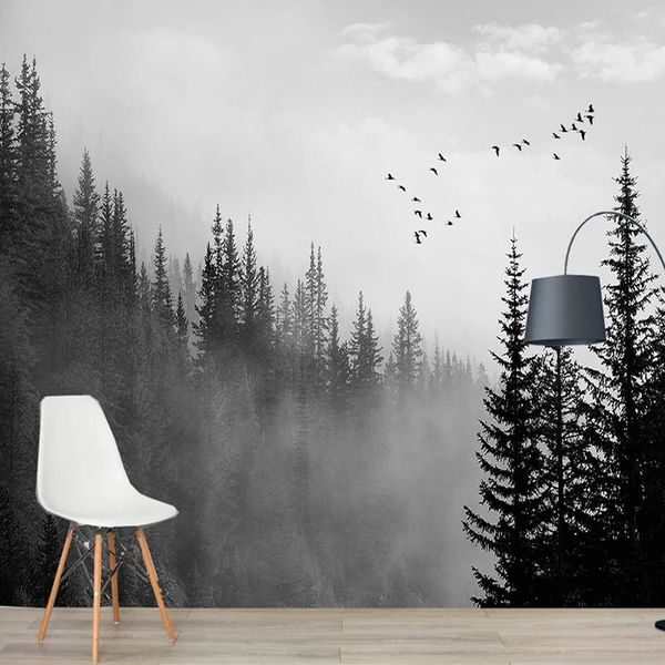

wallpapers custom mural wallpaper 3d misty bird forest living room bedroom home decor wall painting papel de parede waterproof stickers