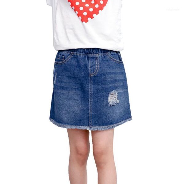 

skirts trendy tassel fringed baby skirt summer kids clothes girls denim casual hole jeans clothing children 3-12y11, Blue