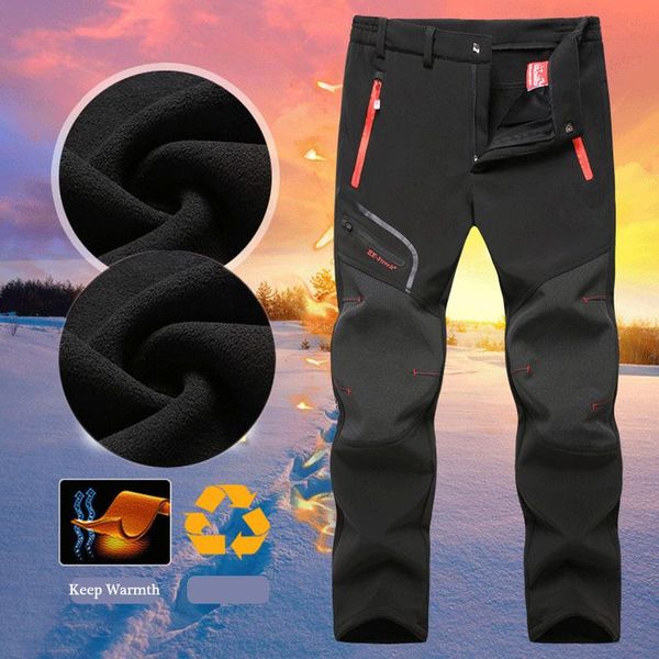 

men's pants zogaa mens winter outdoor trouser thick waterproof sports warm windproof joggers for hiking climbing plus size -6xl, Black