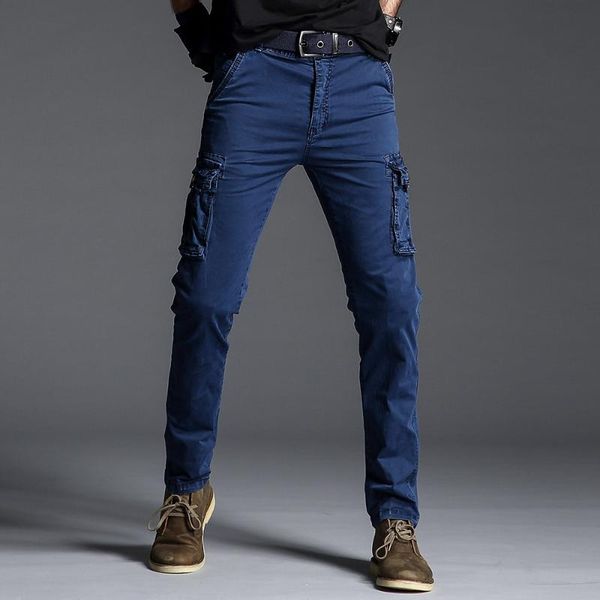 

men cargo pants army green big pockets decoration mens casual trousers easy wash male autumn plus size 40 men's, Black