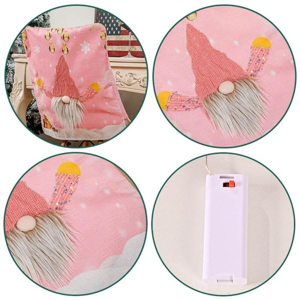 

chair covers d08d christmas sequins faceless gnome led light up pink cartoon back slipcover for dining holiday home