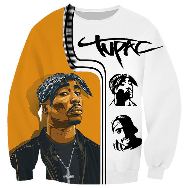 

cloocl 2pac mens sweatshirts 3d printed men clothing teens clothes casual style outfits, Black