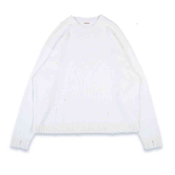 

men's sweaters fashion brand in autumn winter, worn damaged, smiling face, broken hole sweater, knitwear, men women fsiu, White;black