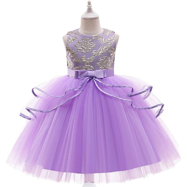 

girls flower vintage embroidery dress for christmas clothing birthday party princess gown dresses kids lace tutu costume girl's, Red;yellow