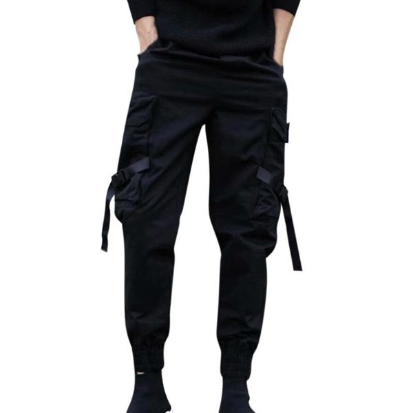 

men's pants telotuny men's overalls summer style fashion pure colour comfortable trousers casual plus size multi-pocket sweatpants, Black