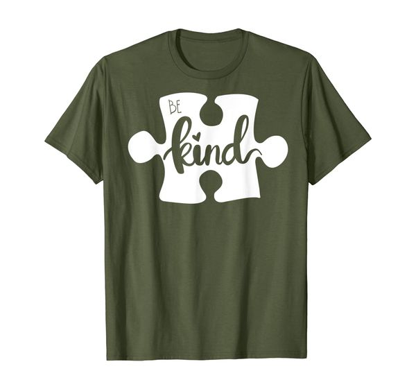 

be kind puzzle piece autism awareness t-shirt, White;black