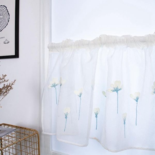 

curtain & drapes rod pocket embroidered kapok flowers semi tier curtain, short for kitchen bathroom living room .
