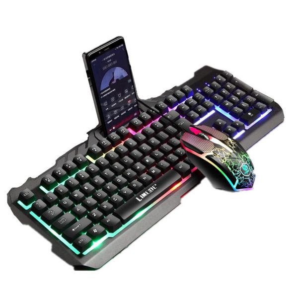 

luminous mechanical keyboard and mouse set metal gaming computer usb combos