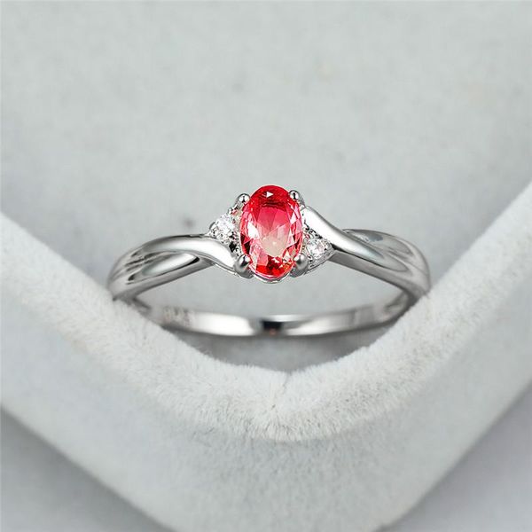 

luxury female crystal pink yellow ring vintage silver color thin wedding rings for women charm zircon oval engagement ring, Slivery;golden