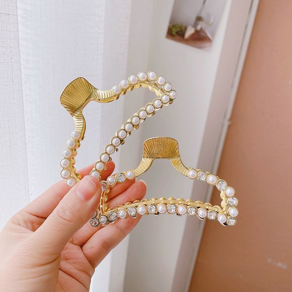 

barrettes hairpin korean shark hair clip, rhinestone pearl pin on the back of head, small grip, large grip, Golden;silver