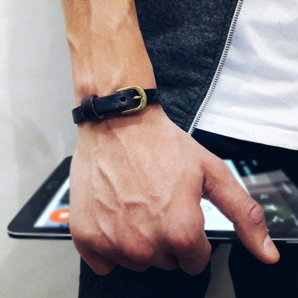 

charm bracelets mcllroy leather bracelet men women genuine cowhide strap adjustable bangle vintage homme male jewelry pulsera 2021, Golden;silver