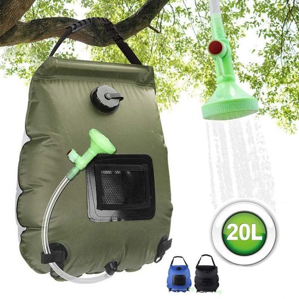 

hydration packs 20l outdoor solar shower bag water bags for camping hiking climbing swimming fishing hunting hose switchable head