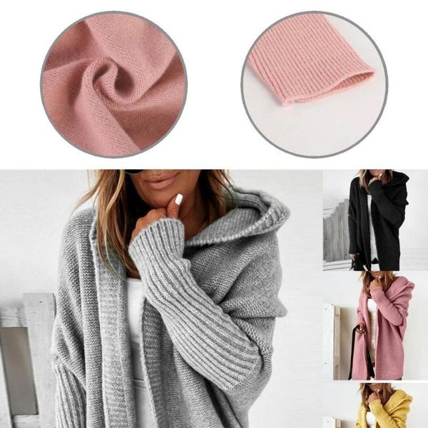 

women's knits & tees lady stylish batwing sleeve knitted coat autumn winter cardigan sweater no button for dating, White