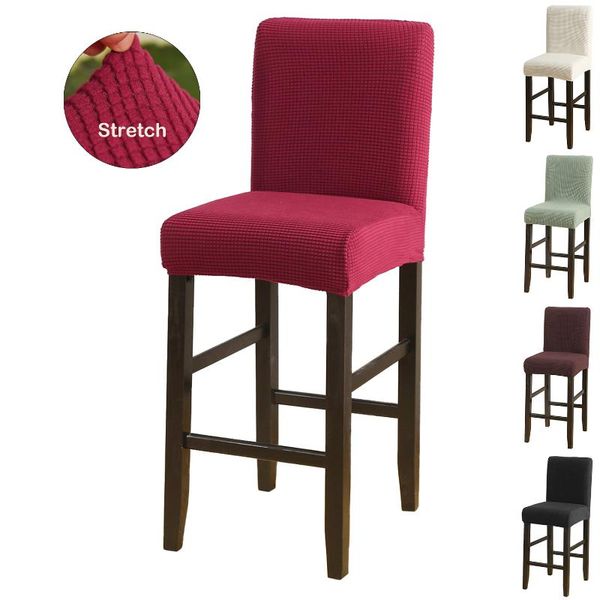 

size spandex stretch bar stool covers solid jacquard chair cover dining room armless seat slipcovers cafe barstool decor d30