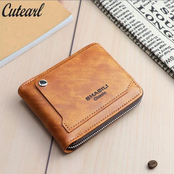 

short wallet casual men zipper money bags europe multi-function vertical section holder cross clutch luxury coin purse virility wallets, Red;black