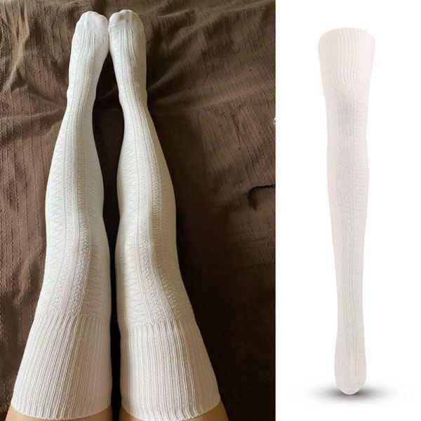 Sportsocken Sexy Medias Schwarz Weiß Lange Frauen über Knie Oberschenkel hoch Die Strümpfe Damen Mädchen Baumwolle Warm Est