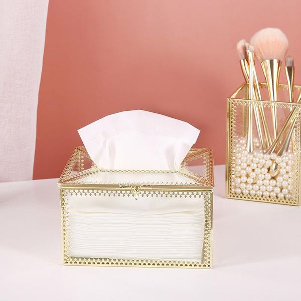 

tissue boxes & napkins box disposable metallic glass nordic luxury chuangdian holder car toilet storage containers home decor organizing