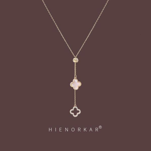

necklace high level gold clover women's net red personality collar chain jewelry simple niche design pendant, Silver
