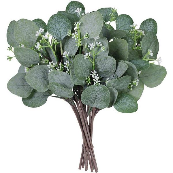 

artificial eucalyptus leaf stem bulk plant green holiday wedding decorative flowers & wreaths