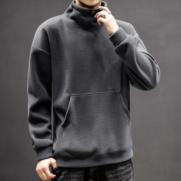 

men's hoodies & sweatshirts casual autumn winter solid color fashion stand-up collar sports trendy sweater size m-5xl clothes suddera, Black