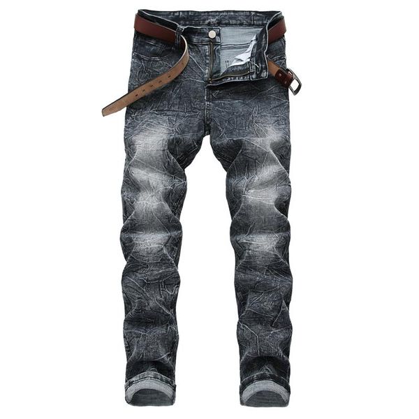 

mens jeans slim fit casual snowflake spring autumn destroyed simplicity torn stylish moto biker men hip hop streetwear men's, Blue