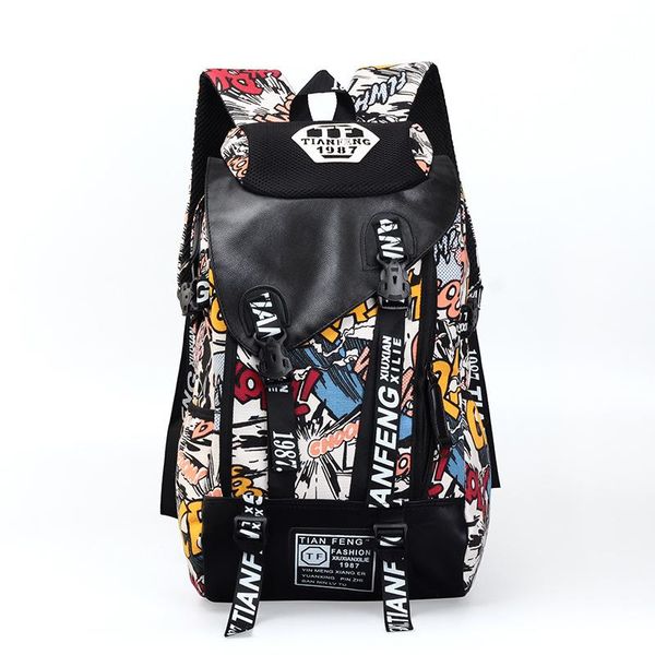 

backpack large-capacity travel bag casual printed canvas men's fashion trend