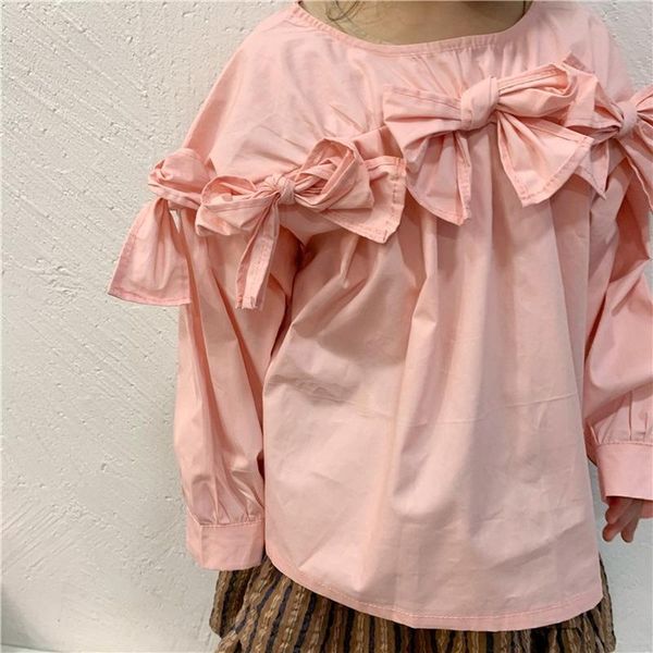 

shirts toddler girls clothing solid color blouses with bow-knot long sleeve spring children & for baby clothes, White;black