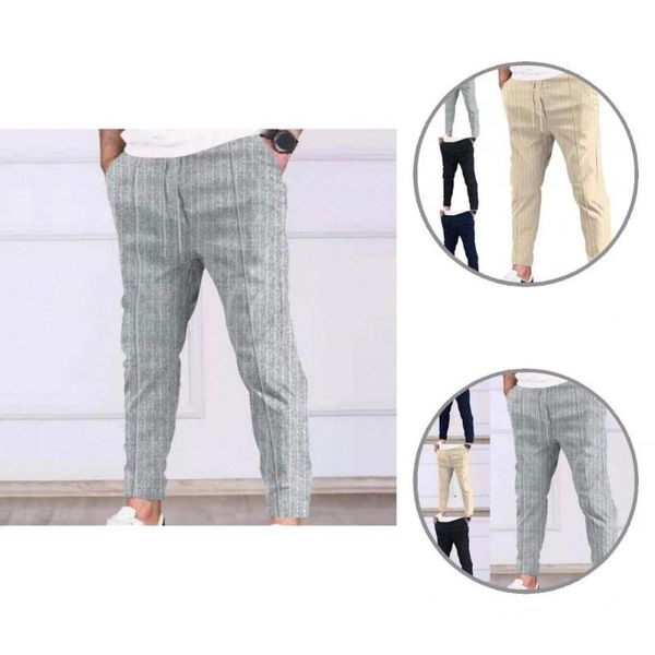 

men's pants drawstring elastic waist jogger men for school autumn, Black