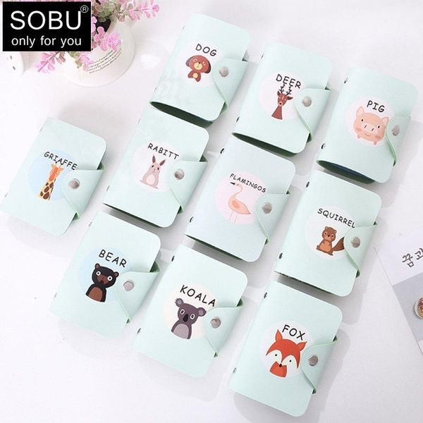 

card holders 2021 cute animal printing holder 24 bits pu leather hasp case women bag id passport wallet h116, Brown;gray