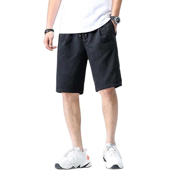 

men's shorts fashion summer men casual elastic waist boardshorts straight loose baggy streetwear clothing, White;black