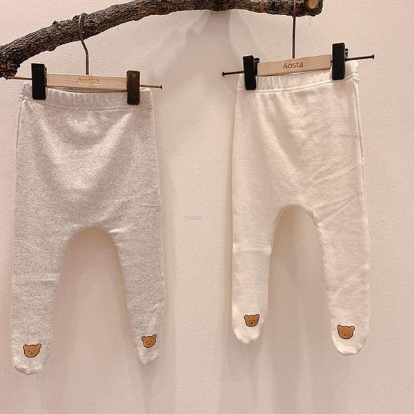 Outono recém-nascido meninos meninos meninas roupas bebê urso impressão meia-calça algodão cangings bonito roupa bebê adorável 210413