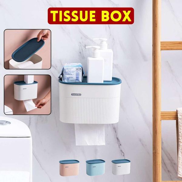 

tissue boxes & napkins toilet paper holder waterproof wall mounted for tray roll tube storage box shelf bathroom