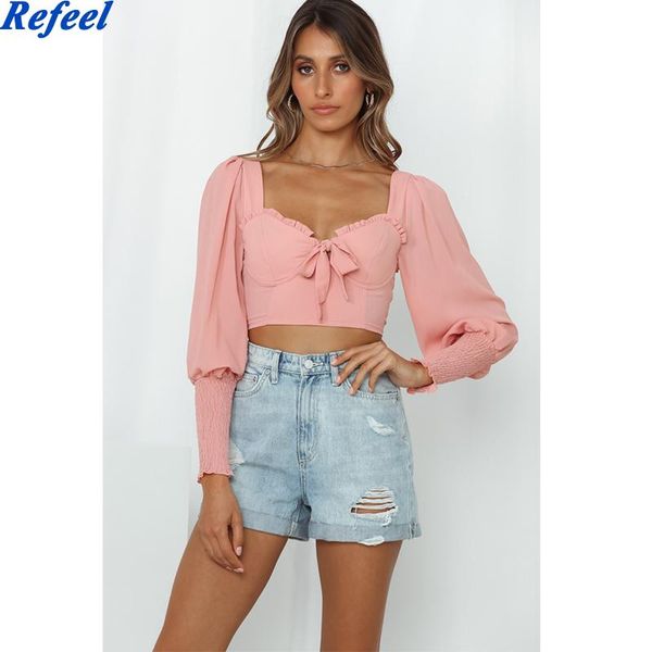 

elegant center bow blusas mujer de moda black cropped women blouse vintage long sleeve women's blouses & shirts, White