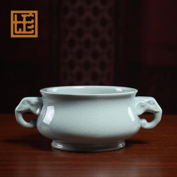 

fragrance lamps ceramic home worship incense burner retro ru-porcelain buddha for indoor sandalwood stove