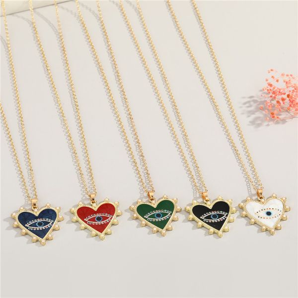 

s2290 fashion jewelry heart evil eye pendant necklace blue eyes choker necklaces, Silver