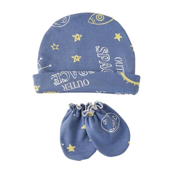 

caps & hats baby printed cotton gloves hat set born anti scratching mittens beanie cap infants shower gifts, Yellow
