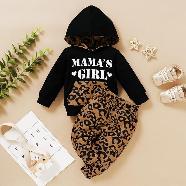 

clothing sets born baby girl boy outfits long sleeve leopard printed trousers set clothes letter print hooded, White