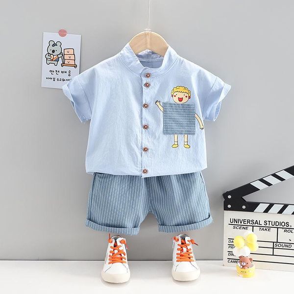 

clothing sets boys summer short-sleeved shirt suit years old 4 tide baby shorts foreign style children's two-piece, White