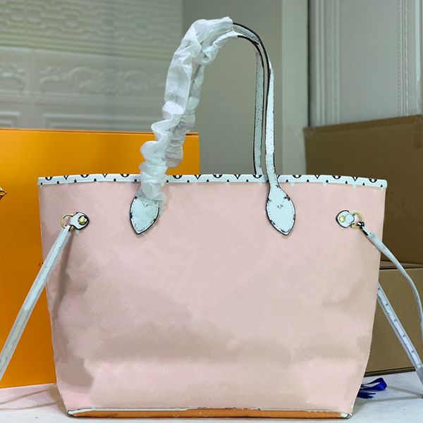 

two piece set classic shopping bags women handbag purse tote wallets genuine leather patchwork color letter printing 5a quality highest dust