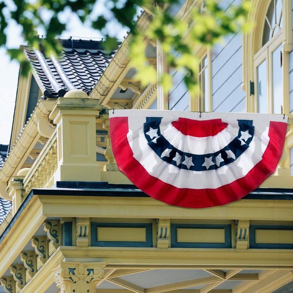 US-bedruckte Streifen-Sterne-Falten-Wimpelkette, Halbbanner-Flagge für die Dekoration zum Unabhängigkeitstag am 4. Juli
