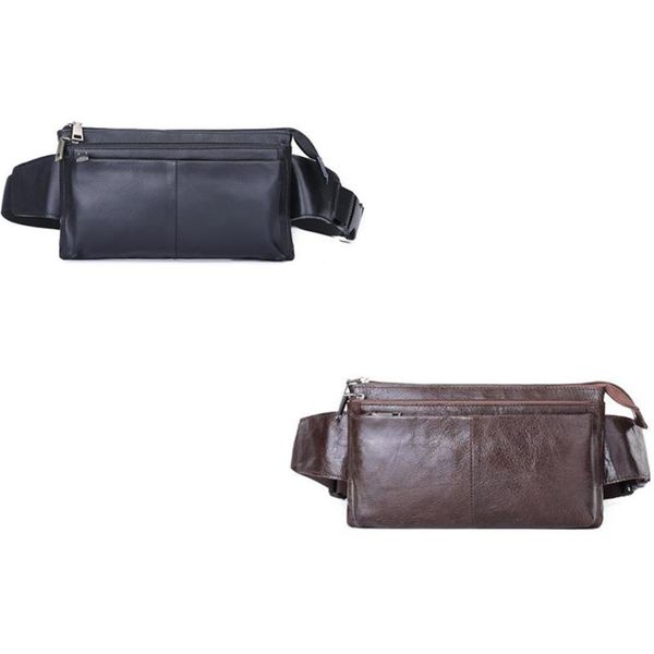 

Cowhide Leather Waist Bag For Men Travel Pack Vintage Small Fanny Male Belt Pouch Casual Chest Bags