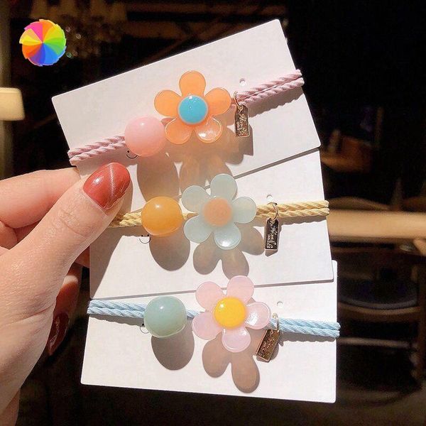 

hair accessories cute sweet girls tie rubber band colorful flower knotted rope