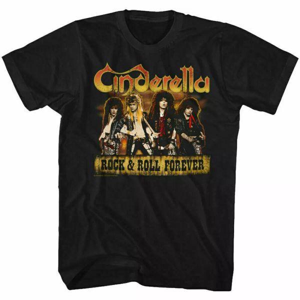 

cinderella rock n roll forever t shirt mens licensed band tee retro new black, White;black
